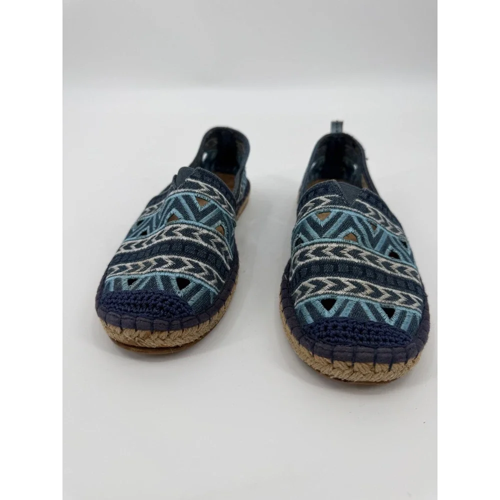 The Sak Blue Embroidered Espadrille Flats Geometric Cut Out Slip On Shoes 8 - Picture 3 of 8